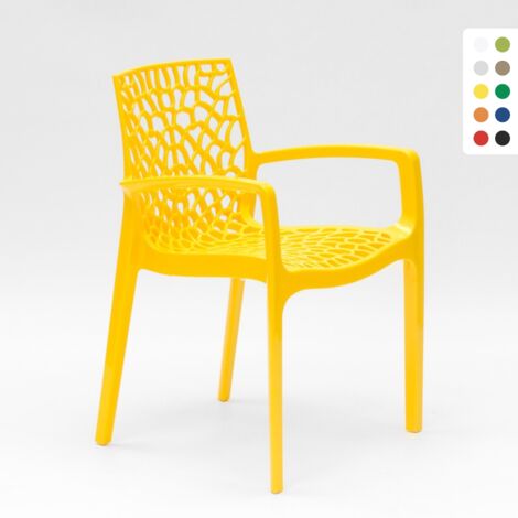 Grand Soleil – Fauteuil de jardin empilable en polypropylène Highmopp – Accoudoirs ergonomiques – Dimensions 56,5 x 55 x 81 cm – Résistant aux intempéries