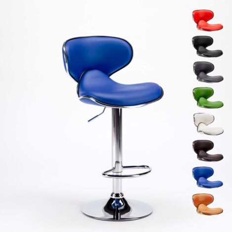 Tabouret de cuisine et bar design moderne pivotant chromé Amarillo - Bleu