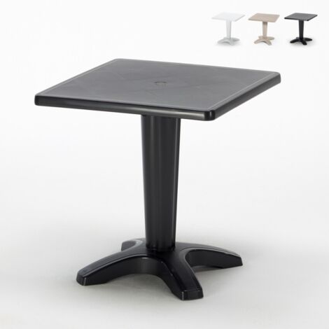 Grand Soleil – Table de jardin carrée 70x70 cm – Polypropylène Greenpol résistant aux UV – Trou pour parasol – Design moderne pour espaces extérieurs