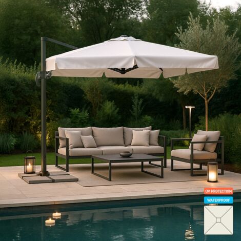 Parasol déporté de jardin carré 3x3 mât en aluminium Paradise