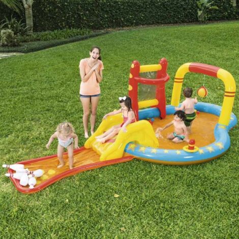 Piscine de jeu gonflable enfants jeu d'eau basket  toboggan Bestway 53068