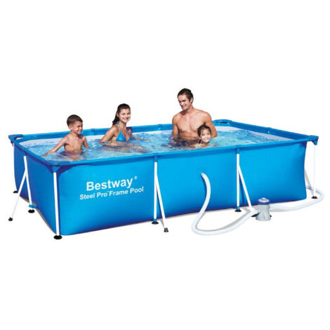 Bestway – Piscine hors sol rectangulaire 3 x 2.55 m – Hauteur 66 cm – Volume 3.3 m³ – Filtration à cartouche – PVC durable