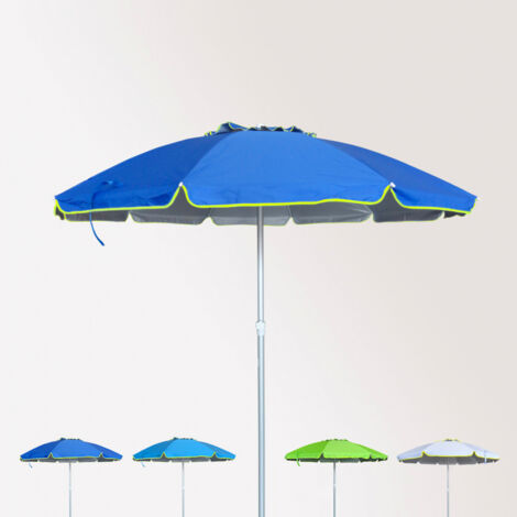Parasol de plage 240 cm aluminium anti-vent protection UV Roma - Bleu