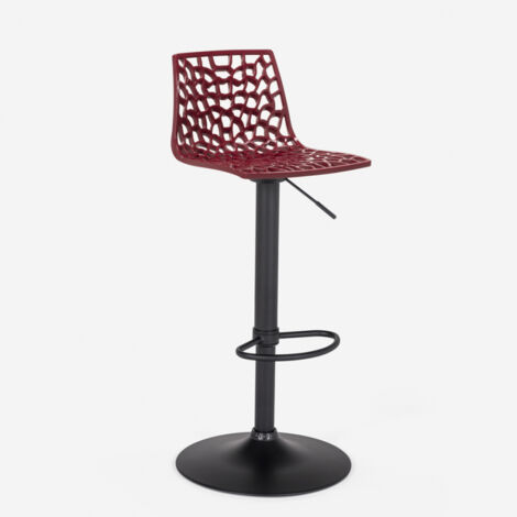 Tabouret Design Cuisine Bar Base Noire Mate Réglable Grand Soleil Spider Matt - Bordeaux