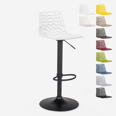 Grand Soleil – Tabouret de bar réglable noir mat – Siège pivotant 360° – Hauteur d'assise 57,5-79 cm – Base acier solide 45 cm diamètre