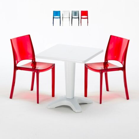Table et 2 chaises colorées polycarbonate extérieurs Grand Soleil Caffè (1/5)