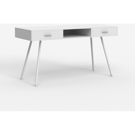 Bureau style nordique blanc scandinave 2 tiroirs 150x60cm Sidney (1/4)