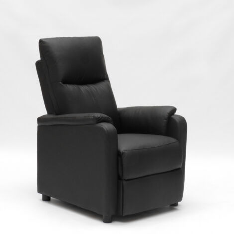 Fauteuil relax inclinable avec repose-pieds en similicuir Giulia - Noir (1/5)