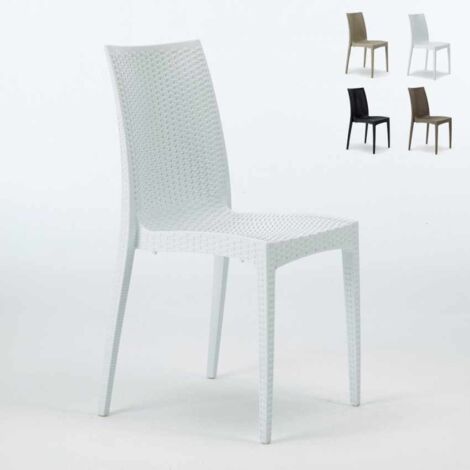 Grand Soleil – Chaise de jardin empilable en polyrotin – Dimensions 49x53,5x89 cm – Résistante aux intempéries et aux UV – Conception ergonomique