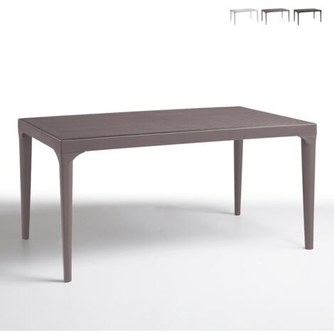 Bica – Table de jardin rectangulaire 150x90cm – Polypropylène résistant aux intempéries – Capacité 4-6 convives – Design moderne gris tourterelle