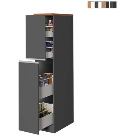 Meuble de cuisine porte-épices 30x60x164,5 cm – 2 tiroirs coulissants – Design moderne en chêne – Fabriqué en Italie