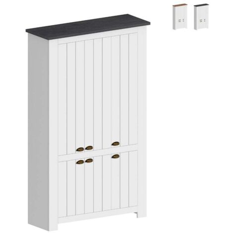 Armoire à chaussures multi-usage grande blanche 114x42x200cm 6 portes Elaisa - Noir (1/5)