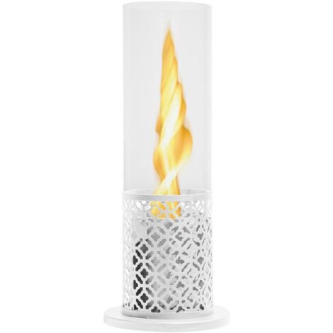 Cheinée bio de table au bioéthanol TOLOSA Blanc D20 x H49,5 interne externe