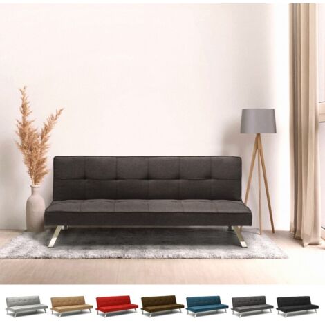 Canapé Convertible 2 places Clic Clac en tissu design moderne Gemma - Gris foncé