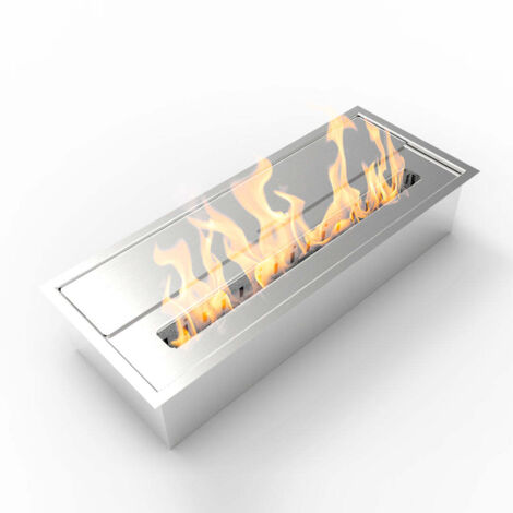 Divina Fire – Brûleur de cheminée bioéthanol 3,5L – Acier inoxydable – Dimensions L 45,7 x P 18,7 x H 9,5 cm – Chauffe 30 à 40 m²