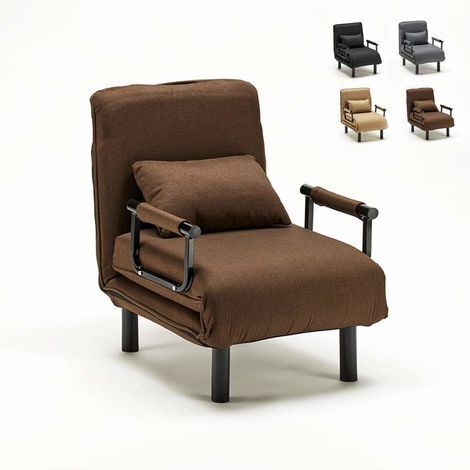 Le Roi Du Relax – Fauteuil convertible 1 place en tissu – Mécanisme à rabat – Dimensions 68x63x82 cm – Lit simple 60x190 cm – Oreiller inclus
