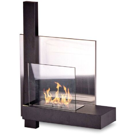 Divina Fire – Cheminée bioéthanol murale VIENNA L65 x H75 x P23 – Acier inoxydable – Brûleur 1,5L – Capacité chauffage jusqu'à 90 m³