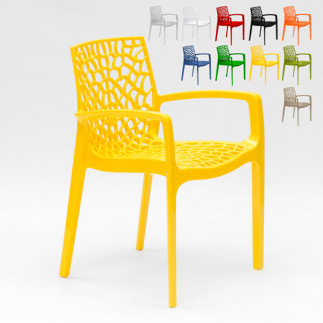 Lot de 22 Chaises Gruvyer Arm Grand Soleil accoudoirs polypropylène brillant offre - Jaune (1/5)