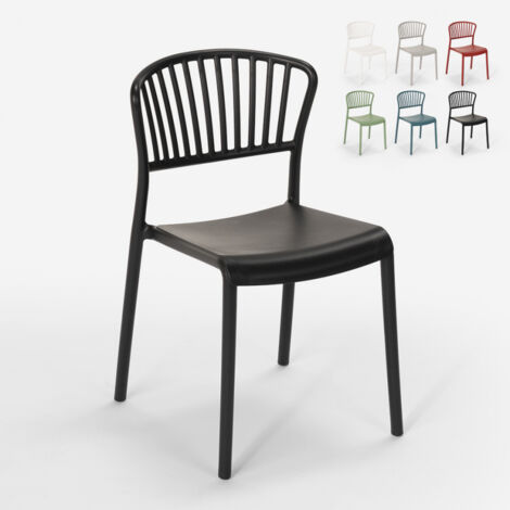 Chaise de cuisine bar restaurant extérieur au design moderne en polypropylène Vivienne - Noir (1/5)