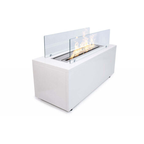 Cheminée au bioéthanol sur pied pour intérieur et extérieur CARAVAGGIO Blanc L100xP40xH40 cm