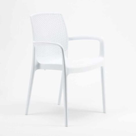 18 Chaises de Jardin accoudoirs Poly-rotin Boheme Grand Soleil - Blanc