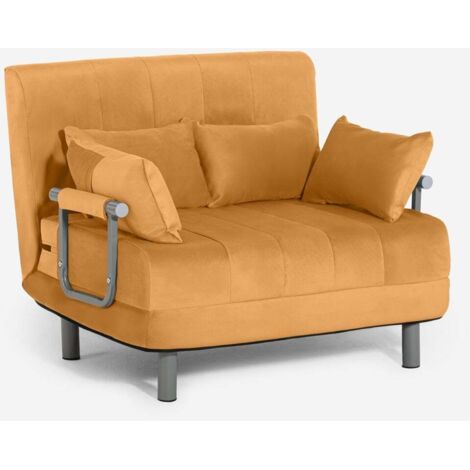 Le Roi Du Relax – Fauteuil convertible pliant en velours – Dimensions 100 x 75 x 80 cm – Mécanisme basculant pour lit 100 x 190 cm – 4 coussins inclus