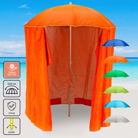 Parasol de plage léger visser tente protection uv GiraFacile 200 cm Zeus - Orange