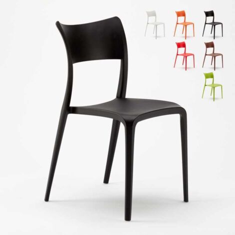 Ahd Amazing Home Design – Chaise de salle à manger empilable en polypropylène – Confort ergonomique – Dimensions 48x53x84 cm – Résistante aux intempéries – Noir (1/5)