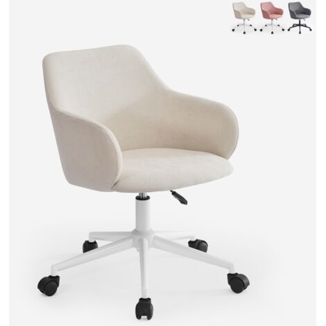 Chaise pivotante en tissu avec accoudoirs pour le télétravail Kivri - Blanc (1/5)