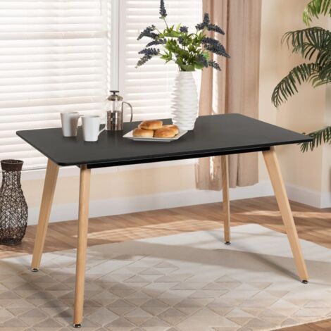Table ronde noir et bois pied araignée 120cm 4-6 personnes - ALIX | ID Market