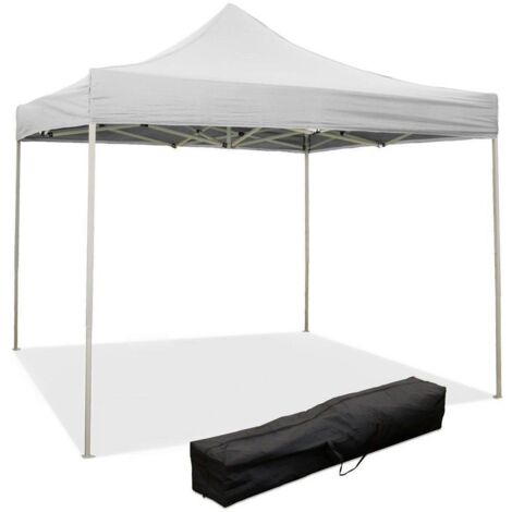 Gazebo pliable pliable 3 x 3 m Blanc recouvert de PVC imperméable (1/7)
