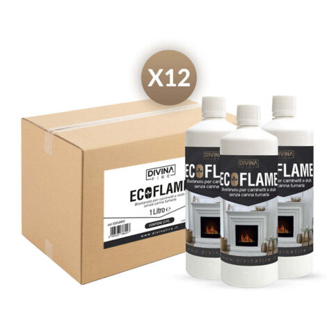 Divina Fire – Bioéthanol combustible naturel 12L – Pour cheminées bio – Haut pouvoir calorifique 7 kW – Incolore et inodore – Prêt à l'emploi