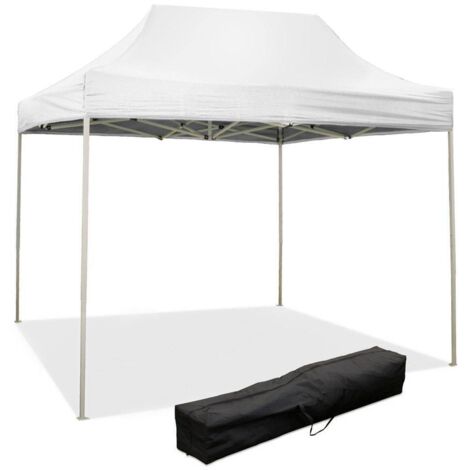 Gazebo pliable 3x2 m blanc – Structure en acier laqué antirouille – Toit en Oxford 600D imperméable – Poteaux télescopiques verrouillables – Evergreen