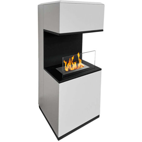 Cheminée à bioéthanol sur pied en acier L38xP38xH100 Oslo - Blanc