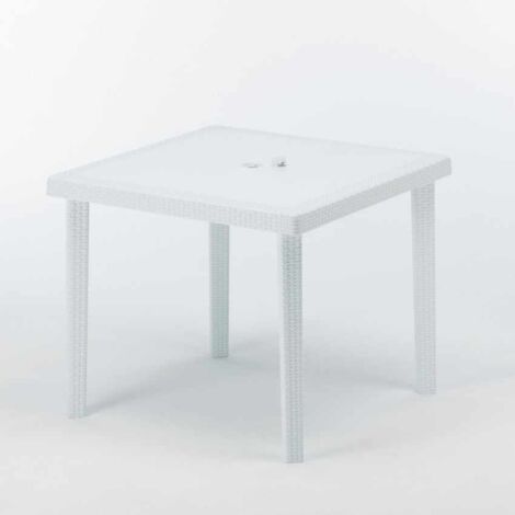 Lot de 12 Tables bar en Polyrotin carrées 90x90 Extérieur terrasse jardin Restaurant Grand Soleil Boheme - Blanc
