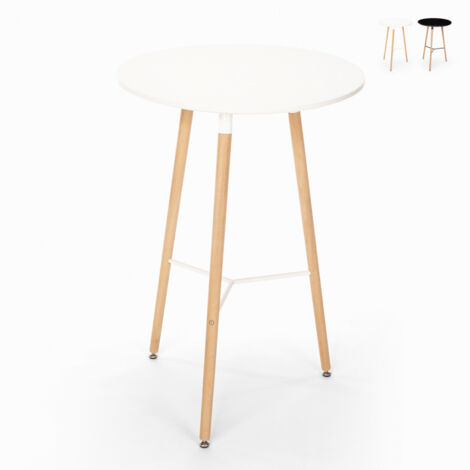 Table haute pour tabourets design scandinave en bois 60x60 rond en bois Shrub - Blanc