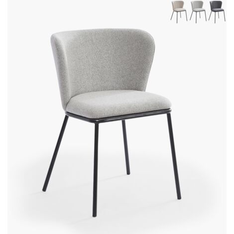 Chaise salle à manger au design moderne en tissu pieds noirs Lasta - Gris clair (1/5)