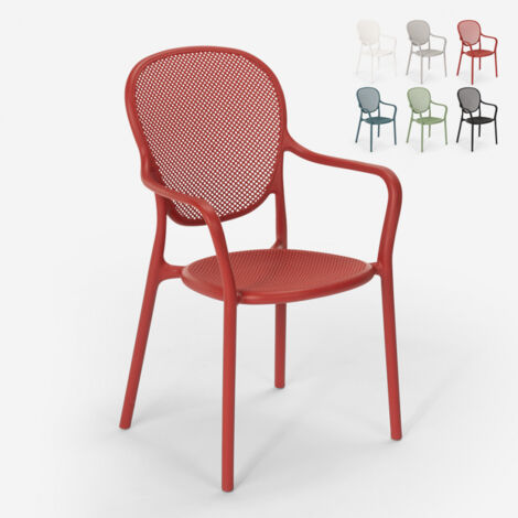 Chaise de restaurant bar cuisine extérieure au design moderne en polypropylène Clara - Rouge (1/5)