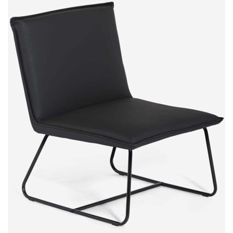 Fauteuil rembourré pour salon et bureau moderne en similicuir Lova - Noir (1/5)