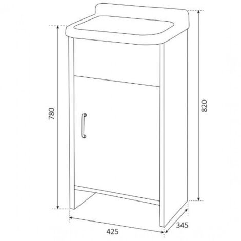 Bac à lessive 80 x 50 cm avec meuble, pour lave-linge d