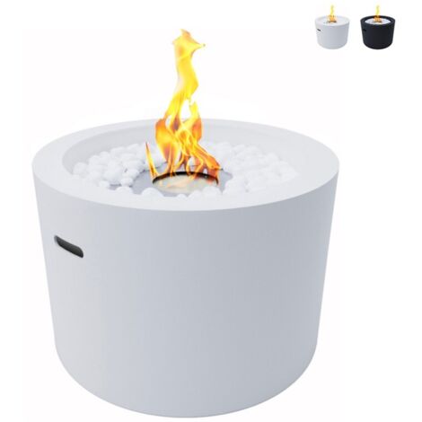 Cheminée au bioéthanol brasero de jardin rond pour intérieur et extérieur RODI Blanc d.47,5
