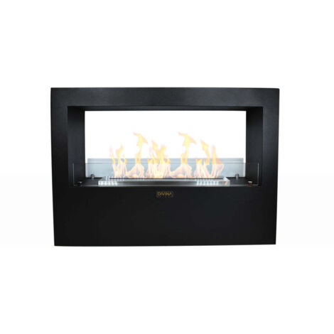 Cheminée au bioéthanol sur pied pour intérieur et extérieur Giotto S Noir 100x30x70