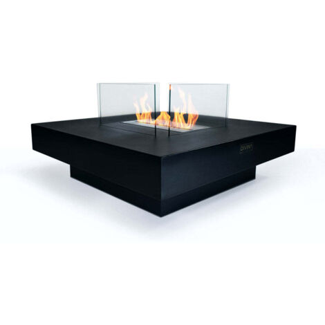 Divina Fire – Cheminée bioéthanol carré 70x70cm – Brûleur en acier inoxydable 430SS – Surface chauffée jusqu'à 30m² – Installation au sol