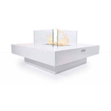 Cheminée au bioéthanol jardin intérieur/extérieur carré 70x70cm à Panarea - Blanc