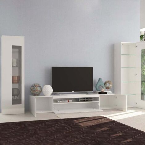 Meuble TV de salon avec 2 composants latéraux blanc brillant Daiquiri (1/5)