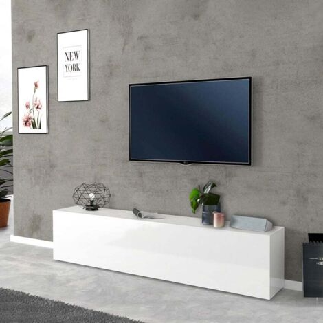 Ahd Amazing Home Design – Meuble TV blanc brillant 180cm – 2 compartiments – Bois certifié FSC – Surface émaillée – Design moderne fabriqué en Italie (1/5)