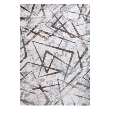 Tapis de salon design géométrique moderne poil court Double marron MAR001 (1/3)