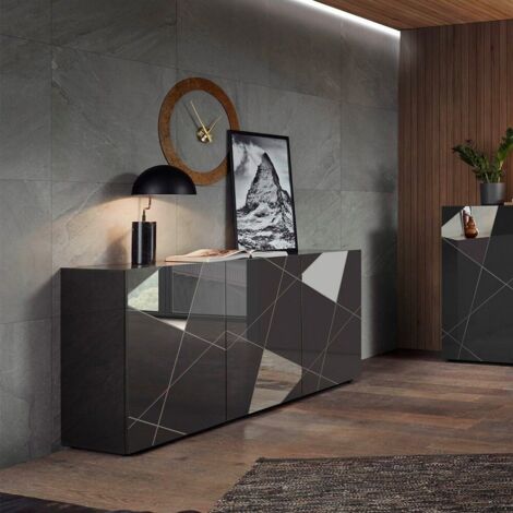 Buffet de séjour 3 portes gris brillant 181 cm Vittoria GR S (1/5)