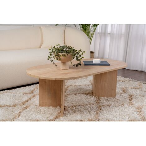 Asir Group Llc – Table basse ovale en panneaux de particules mélaminés décor chêne – Dimensions 119 x 60 x 40 cm – Design moderne et stable