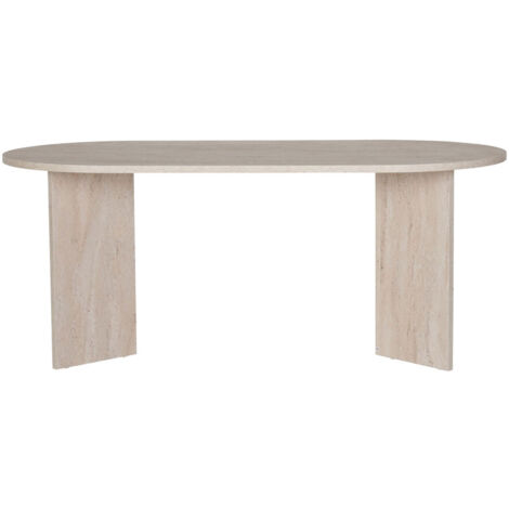 M&S – Table à manger ovale 8 personnes effet travertin – Largeur 180 cm – Hauteur 75 cm – Design moderne avec pieds en V